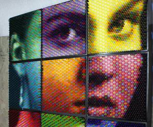 artwork made with thousands of crayons