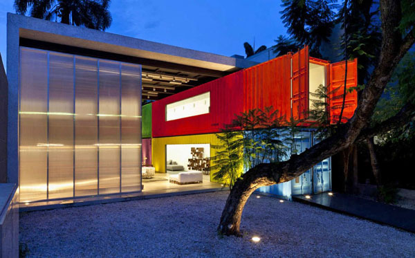 Colorful Shipping Container Store Design by Marcio Kogan