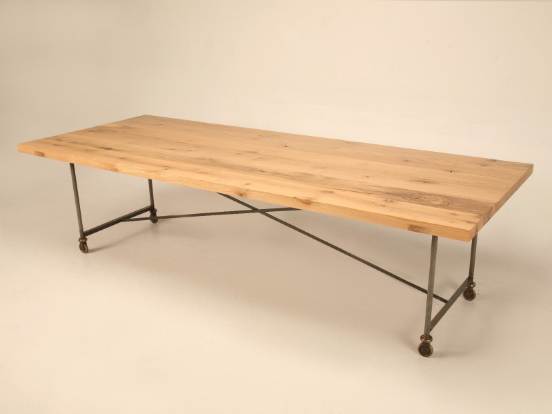 Steel and Bronze Table with Oak Top Custom Made Workshop